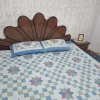 تخت دونفره چوب همراه2عدد پاتختی|تخت و سرویس خواب|گلبهار, شهر جدید گلبهار|دیوار