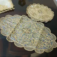 رومیزی کاملانو سرمه دوزی و ست ترمه مشهد