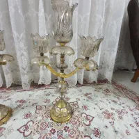 یک جفت لاله پایه برنجی قدیمی|لوستر و چراغ آویز|مشهد, کلاهدوز|دیوار