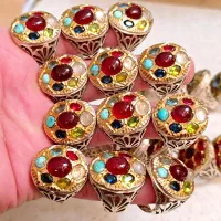 ۳۵ عدد انگشتر جواهراتی نقره ۹۲۵