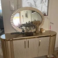 اینه کنسول و میز تی وی رنگ بژ طلایی