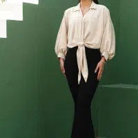 شومیز ساتن مدل گره ای سگک دار