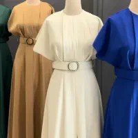 پیراهن دخترانه میدی رنگ استخونی