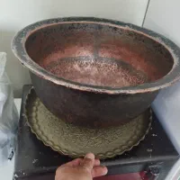 پاتیل و مجمع مسی چکشی عتیقه