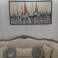 تابلو رنگ روغن برجسته با تکسچر ورق نقره و رانر ست