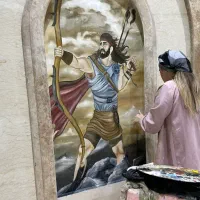 میکروسمنت(پتینه)ورق طلا  نقاشیهای دیواری(غربی)