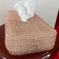 گلدان و جا دستمال کاغذی با مهره کریستالی|صنایع دستی و سایر لوازم تزئینی|تهران, طیب|دیوار