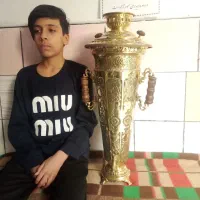 سماور ذغالی ،برنجی قلم کاری شده