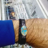 دستبند چرم فیروزه نیشابوری و نگین های معدنی|بدلیجات|نیشابور, محله میدان باغات|دیوار