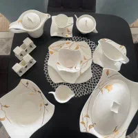 سرویس صبحانه خوری وغذا خوری طلا کوب ۱۲نفره خارجی