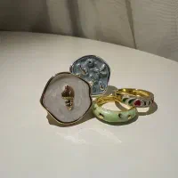 انگشتر آبکاری نقره و مینا کاری