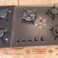 گاز صفحه‌ای شیشه‌ای ۵ شعله با پلوپز وسط