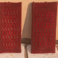 یک جفت پشتی دستباف با روکش قالیچه تمام پشم