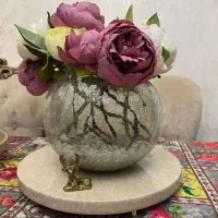 گل و گلدان و سینی سنگی