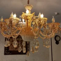 لوستر کریستال شیشه ای در حد نو وارداتی۱۵شاخه