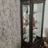 بوفه چوبی و جامیوه فلزی گالوانیزه طلایی|بوفه، ویترین، کنسول|محمودآباد, |دیوار