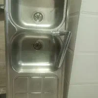سینک ظرفشویی دوقلو به همراه شیر واتصالات