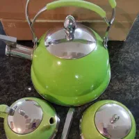 کتری استیل،شکر ریز و قندان چینی|قوری، کتری، قهوه‌ساز دستی|فولادشهر, A4|دیوار