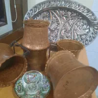 دیس مسی قدیمی قلم زنی معاصر|کلکسیون اشیاء عتیقه|نجف‌آباد, فرخی|دیوار