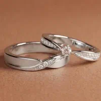 حلقه ست ازدواج نقره و طلا ساخت سفارشی مدل موج