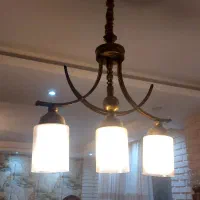 لوستر سه شاخه استیل طرح برنزی رنگ ثابت