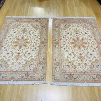 فرش جفت ذرع نیم تبریز زمینه کرم حاشیه سدری