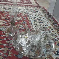 ست استکان کمرباریک با سینی و قندون و چراغ|ظروف سرو و پذیرایی|محمدشهر, عباس آباد|دیوار