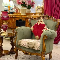 مبلمان و میز نهار خوری مبل استیل سلطنتی سبز درباری