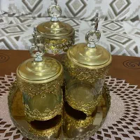 کندی با سینی آیینه ای طلایی|ظروف سرو و پذیرایی|تاکستان, |دیوار