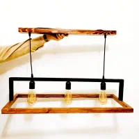 لوستر چوبی سه شعله|لوستر و چراغ آویز|رشت, حافظ آباد|دیوار