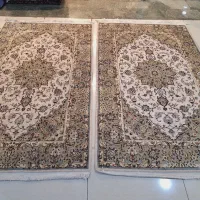 جفت قالی ۴متری دستباف کاشان زمینه روشن