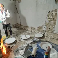 گچ کاری لکه گیری تخریب شومینه آرک بنا کناف بازسازی