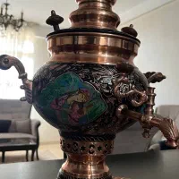 سرویس ۵تکه سماور ذغالی مسی الماس تراش|صنایع دستی و سایر لوازم تزئینی|تهران, قصر فیروزه ۲|دیوار