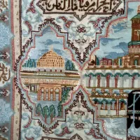 تابلو فرش دستباف ابریشم بزرگ مکه مدینه با قاب چوبی|تابلو فرش|تهران, تولید دارو|دیوار