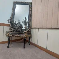 آینه و کنسول با شمعدان های فلزی|بوفه، ویترین، کنسول|کازرون, |دیوار
