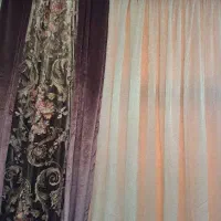 پرده توری با آستر و دکور