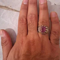 انگشتر نقره یاقوت صورتی