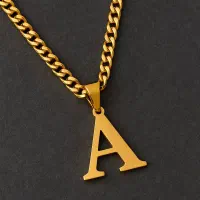 گردنبند استیل طلایی حرف انگلیسی