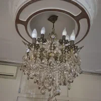 دوعدد لوستر برنزی ده شاخه یکی کریستال صد ردیفه