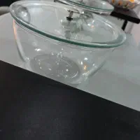 ۱۰عددکاسه شیشه ای بزرگ با درب شیشه ای دسته فلزی