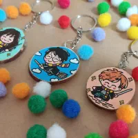 جاکلیدی چوبی نقاشی شده طرح هری پاتر و دوستان