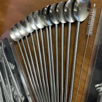 قاشق شربت خوری استیل نی دار