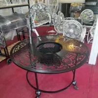 میز آتشدان گرد فلز ۱۲۵ س  مبلمان باغی ویلایی صندلی