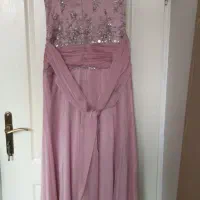 لباس مجلسی صورتی حریر گیپور همراه کت