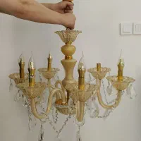 دو عدد لوستر کریستال ۶ شاخه در حدنو همراه لامپ|لوستر و چراغ آویز|ری, دولتآباد|دیوار