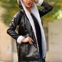 شنل چرم خز سفید زنانه