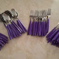 سرویس کامل قاشق چنگال بنفش مارک STAINLESS STEEL
