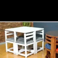 میز غذا خوری ۴ نفره سفید کم جا