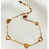 پابند استیل قلبی طلایی ظریف و عاشقانه