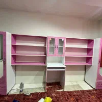 کتابخونه میز لپ تاب دوتا کمد قدی و پرده که ست اتاق|تخت و سرویس خواب|قم, شهرک فاطمیه|دیوار